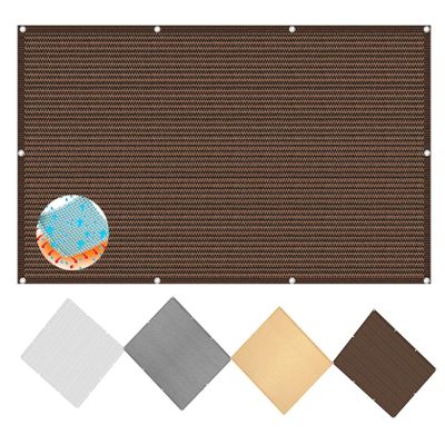 Shade Sail 5 x 8 m Rectangle, Balcony Privacy Screen, Awning Canopy, Brown HDPE Breathable Fabric with 98% UV Protection