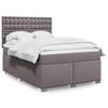 vidaXL Box Spring Bed with Mattress, Gray, 55.1 x 74.8 in, Faux Leather view 2