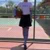 AUSUAYA Long Striped Fingerless Arm Warmers for Cosplay and Goth, Purple and Black, One Size view 3