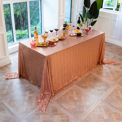 YOUGANG Premium Glitter Metallic Sequin Tablecloth, Rectangular, Rose, 152.4 x 259.1 cm