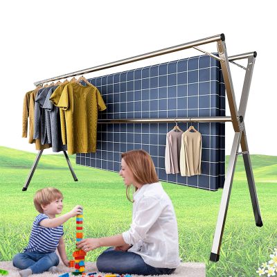 HDMOZUYT Extendable Clothes Drying Rack, Foldable Stainless Steel, 240 cm/94 in and 200 cm/79 in