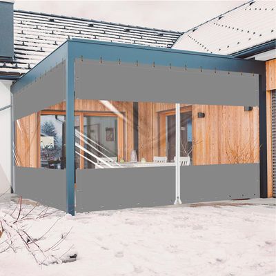 Ezcasch Patio Tarp with Zipper, 2.9 x 3.9 m (H x W), Pavilion Side Panel, 450 g/m² Tarp with Wind Protection for Outdoor Pergolas, Adjustable Within 3.5 x 8 m
