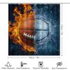 4-Piece Basketball Shower Curtain Set with Water and Fire Design, Toilet Lid Cover, U-Shaped Mat and Non-Slip Rugs, 183 x view 2