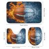 4-Piece Basketball Shower Curtain Set with Water and Fire Design, Toilet Lid Cover, U-Shaped Mat and Non-Slip Rugs, 183 x view 3