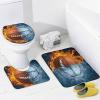4-Piece Basketball Shower Curtain Set with Water and Fire Design, Toilet Lid Cover, U-Shaped Mat and Non-Slip Rugs, 183 x view 4