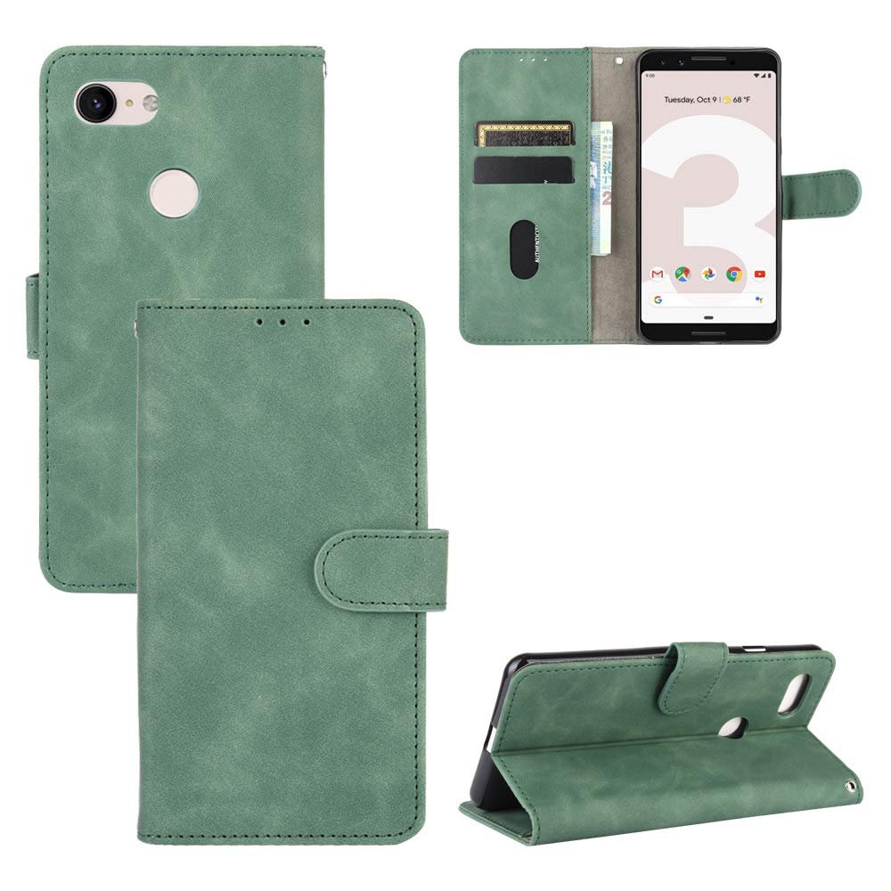 Rfvzubemok Flip Wallet Case for Google Pixel 3 4G, Stand, Magnetic Closure, Green
