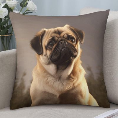NONHAI Decorative Pug Throw Pillow Covers, 20 x 20 in, Set of 2
