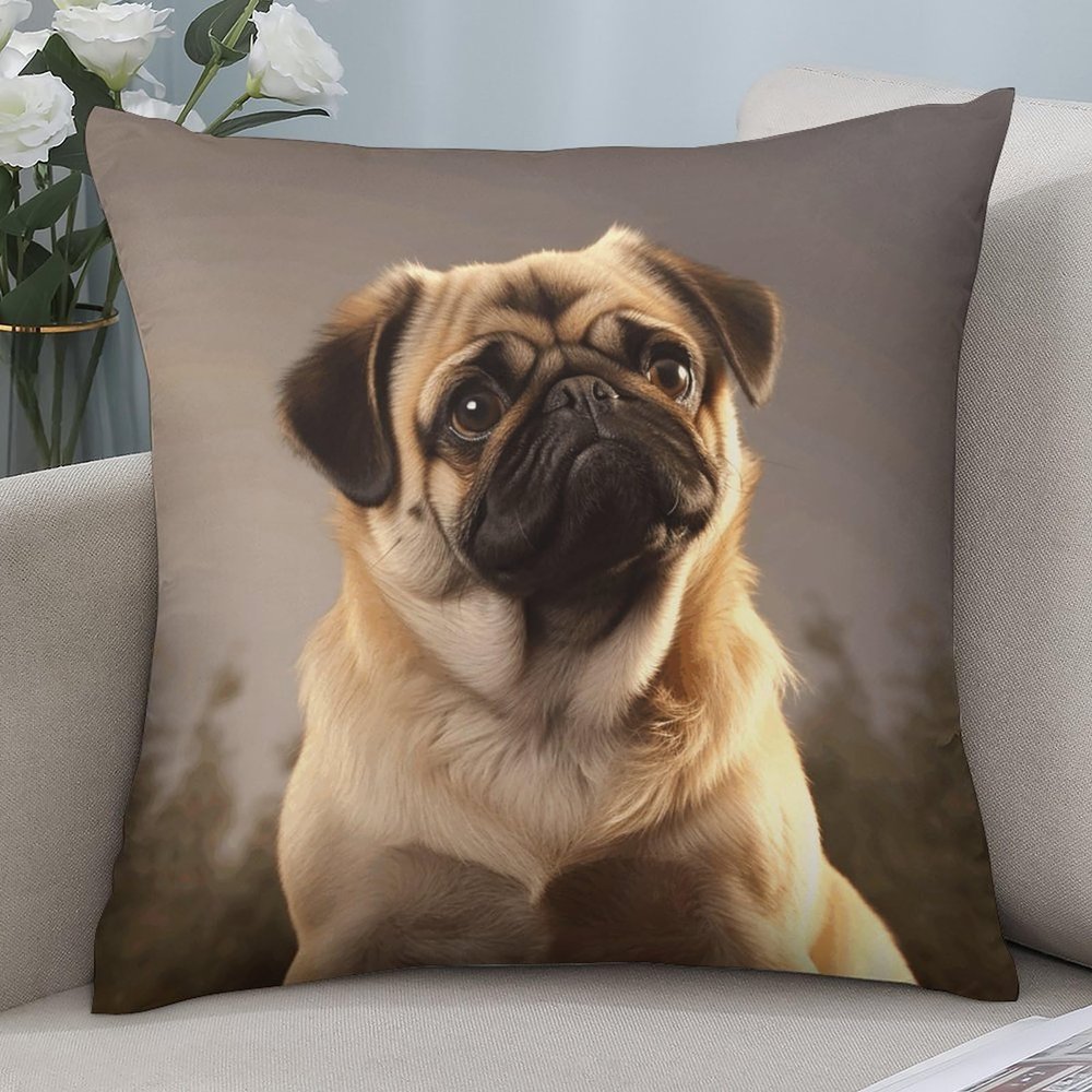 NONHAI Decorative Pug Throw Pillow Covers, 20 x 20 in, Set of 2