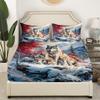 Wolf Full-Size Fitted Sheet Set, Watercolor Nature Landscape, 3-Piece view 4