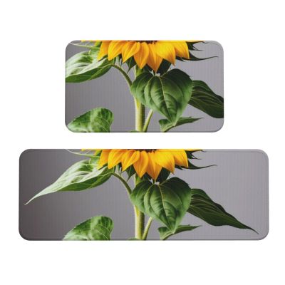 KLAMN Washable Non-Slip Kitchen Mats, Set of 2, Summer Sunflower Print