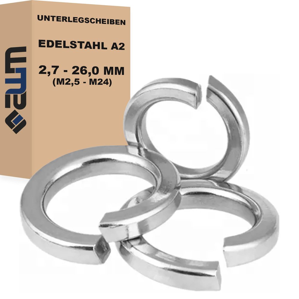 DIN 127 Form B Stainless Steel V2A AISI 304 Spring Lock Washers, 50 × 22.5 mm (M22)