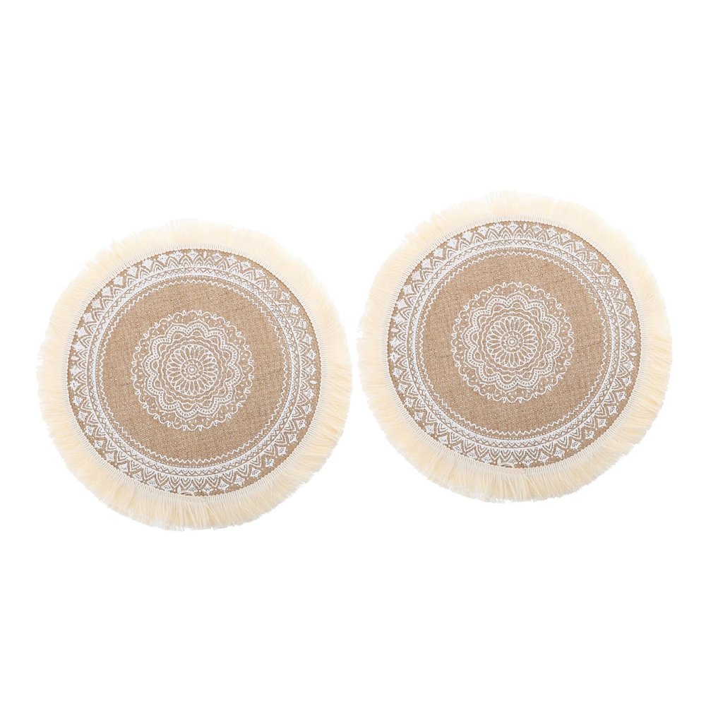 PAMINGONO Round Cotton-Linen Placemats, Nordic Style