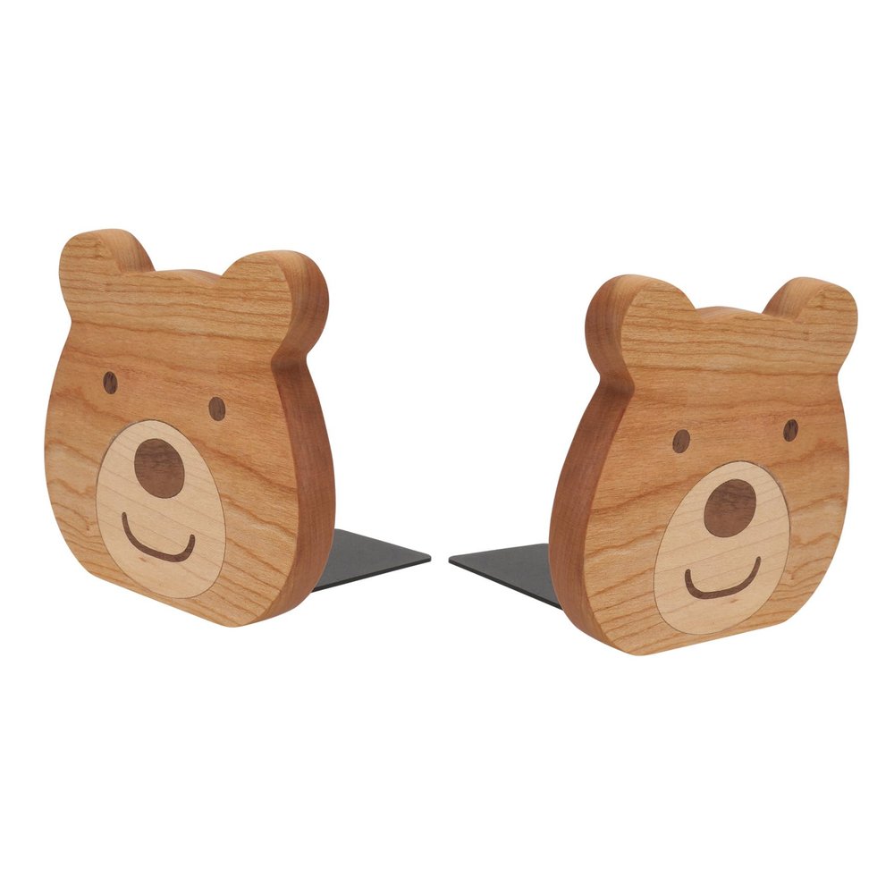 MUSISALY Set of 2 Wooden Bear-Shaped Bookends