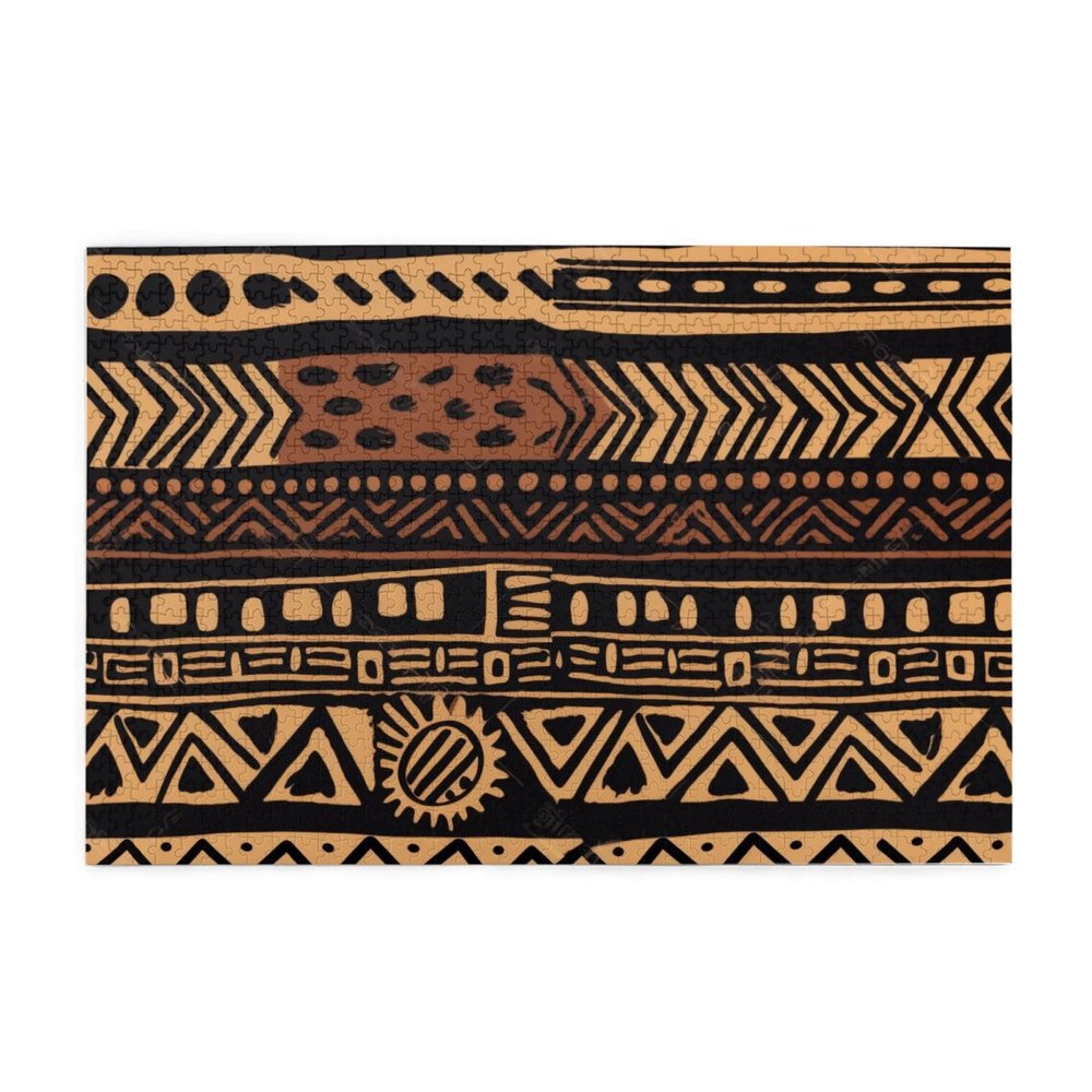 African Mud Cloth Tribal 1 Wooden Puzzle, 1,000 Pieces