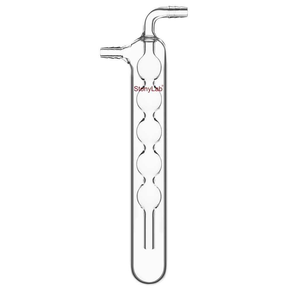 stonylab One-Piece Glass Vacuum Cold Trap, 225 mm, 10 mm Barbed Hose Connection, G3.3 Borosilicate Glass