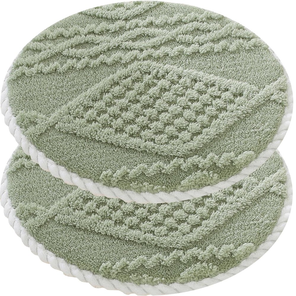 Round Chair Cushion with Ties, Non-Slip, Green, 2-Pack, 35 × 35 cm