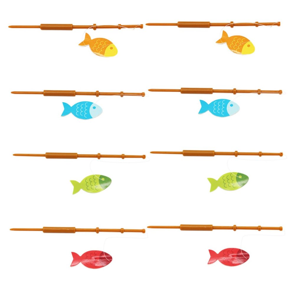 8-Piece Fishing Rod-Shaped Cake Decorations, Plastic Party Decor