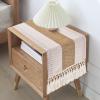 PIPRE Boho Table Runner with Tassels, Striped Plaid, Cotton and Jute, 30 x 140 cm view 2