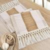 PIPRE Boho Table Runner with Tassels, Striped Plaid, Cotton and Jute, 30 x 140 cm view 4