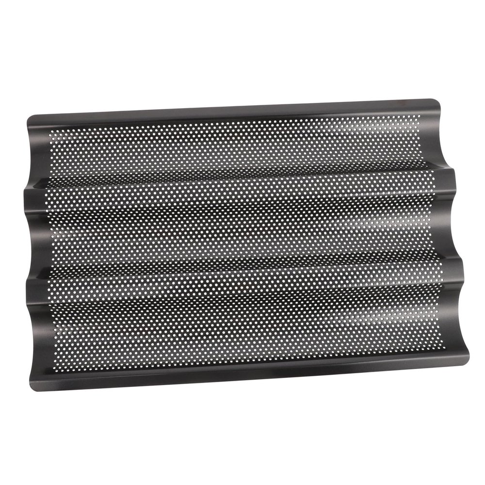OKUMEYR Wave-Shaped Stainless Steel French Bread Baking Pan, 3-Slot