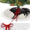 30 in Christmas Tree Skirt with Tassel, Vintage Black Rooster Design view 3