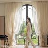 CERTNKI Sheer Eyelet Curtains, 175 x 140 cm, 2 Panels, Linen Look view 1