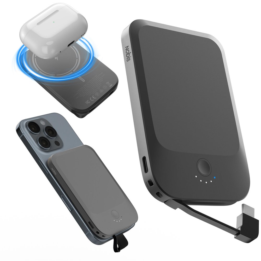 NOBIS Slim 5000mAh MagSafe Power Bank, USB-C PD 22.5W
