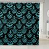 Homewish Halloween Bat Damask Shower Curtain Set, 180 x 180 cm, Gothic Teal Silhouette view 1