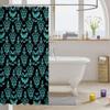 Homewish Halloween Bat Damask Shower Curtain Set, 180 x 180 cm, Gothic Teal Silhouette view 3