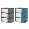 LHSJYG Foldable Quilt Storage Bags, Dustproof Blanket and Clothing Organizer, Blue, 3-Pack view 2