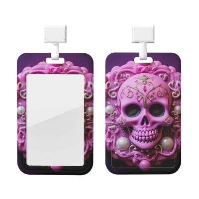 Sliding ID Card Holder with Clear Window and Skull Design