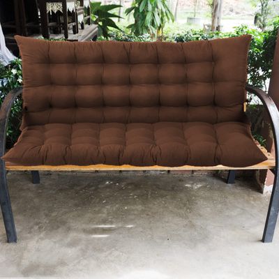 Wicker Bench Cushion with Backrest, 2- or 3-Seater, Brown, 120 x 100 x 8 cm