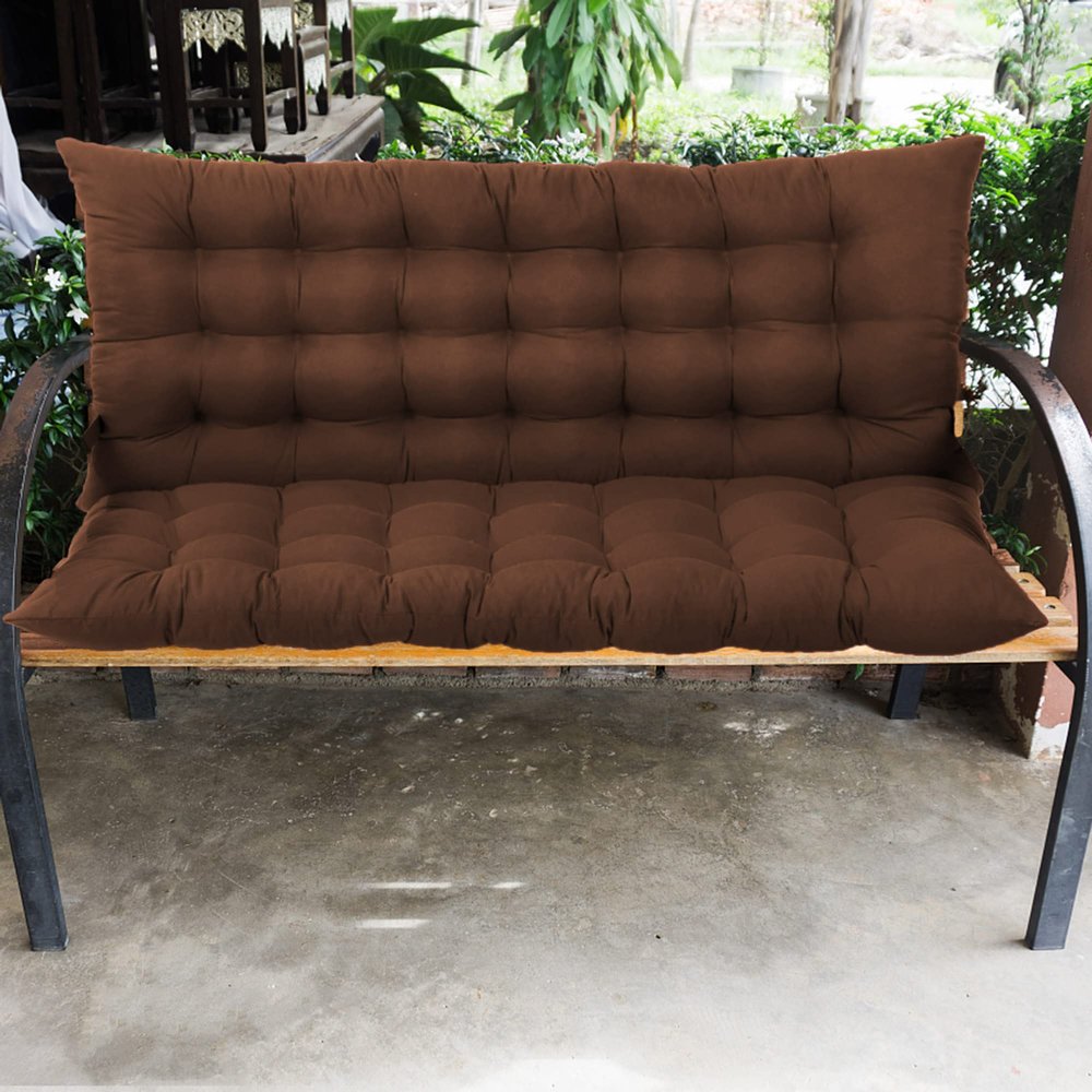 Wicker Bench Cushion with Backrest, 2- or 3-Seater, Brown, 120 x 100 x 8 cm