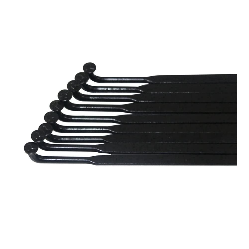 ZHANGSHUMIN Bicycle Spokes, Hook or Straight Pull, Black (Straight, 10 Pcs)
