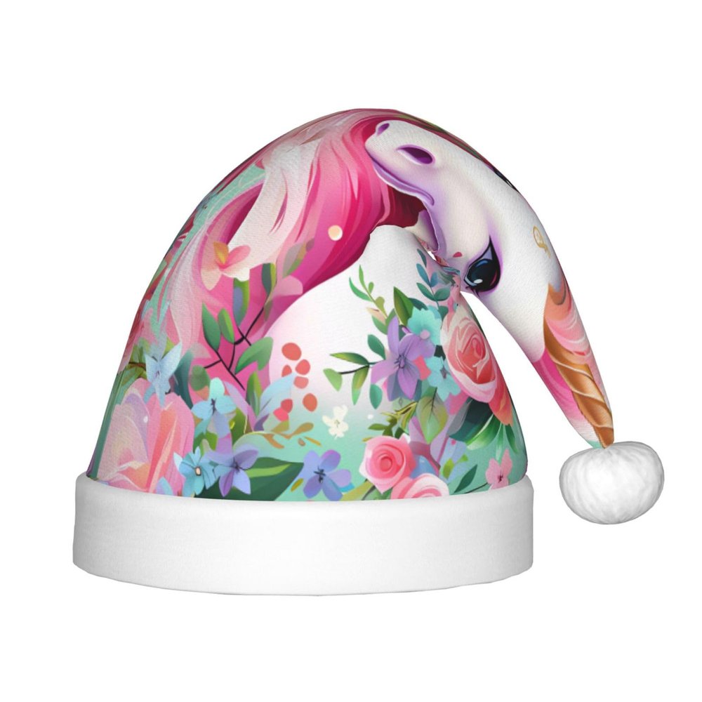 ZhRiYan Pink Unicorn Classic Santa Christmas New Year Party Hat