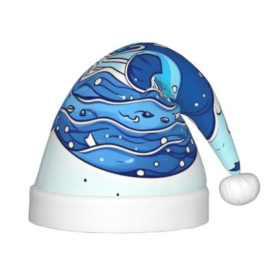 ZhRiYan Small Floating Whale Classic Santa Christmas Hat – Warm Holiday Headwear for Christmas and Halloween