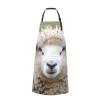 JKSEEPYN Cute Sheep and Lamb Printed Apron, Waterproof, Adjustable, Black, One Size view 2