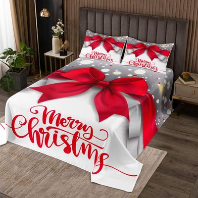 Merry Christmas Kids’ Bedding Set, 220 x 240 cm, Red Bow Print