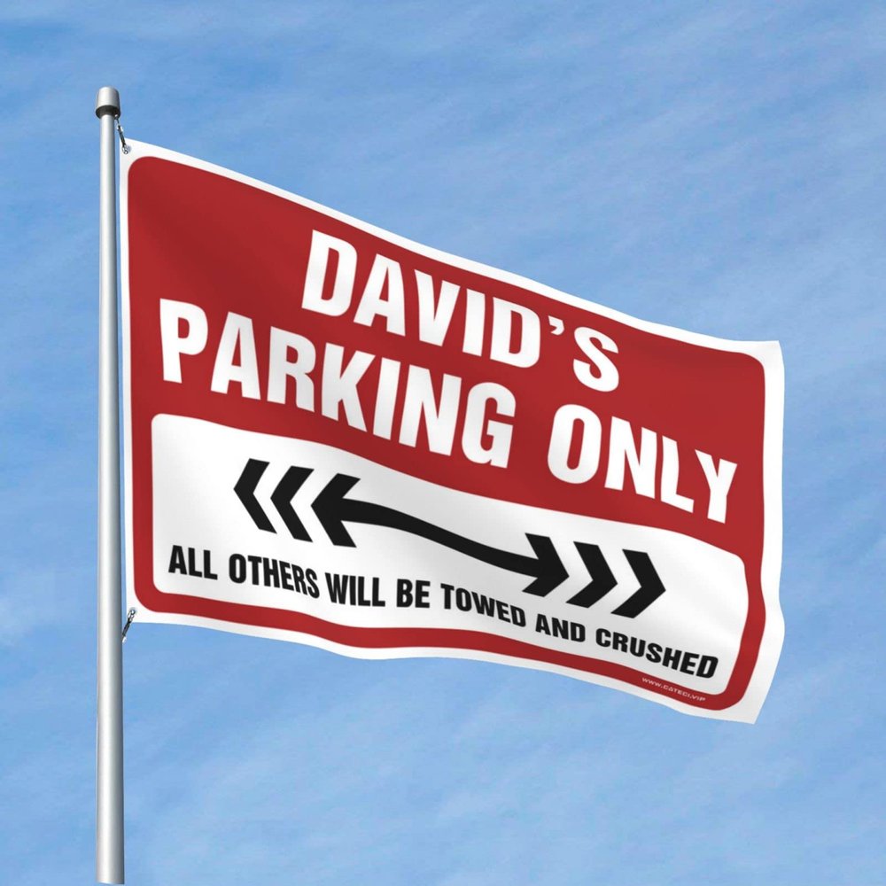 Flag with Caveman, Bar, David's S, Parking Lot, Gifts for Home Decor, Outdoor Backyard Decoration (120 x 180 cm)