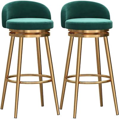 360° Swivel Bar Stools, Set of 2, with Backrests and Footrests