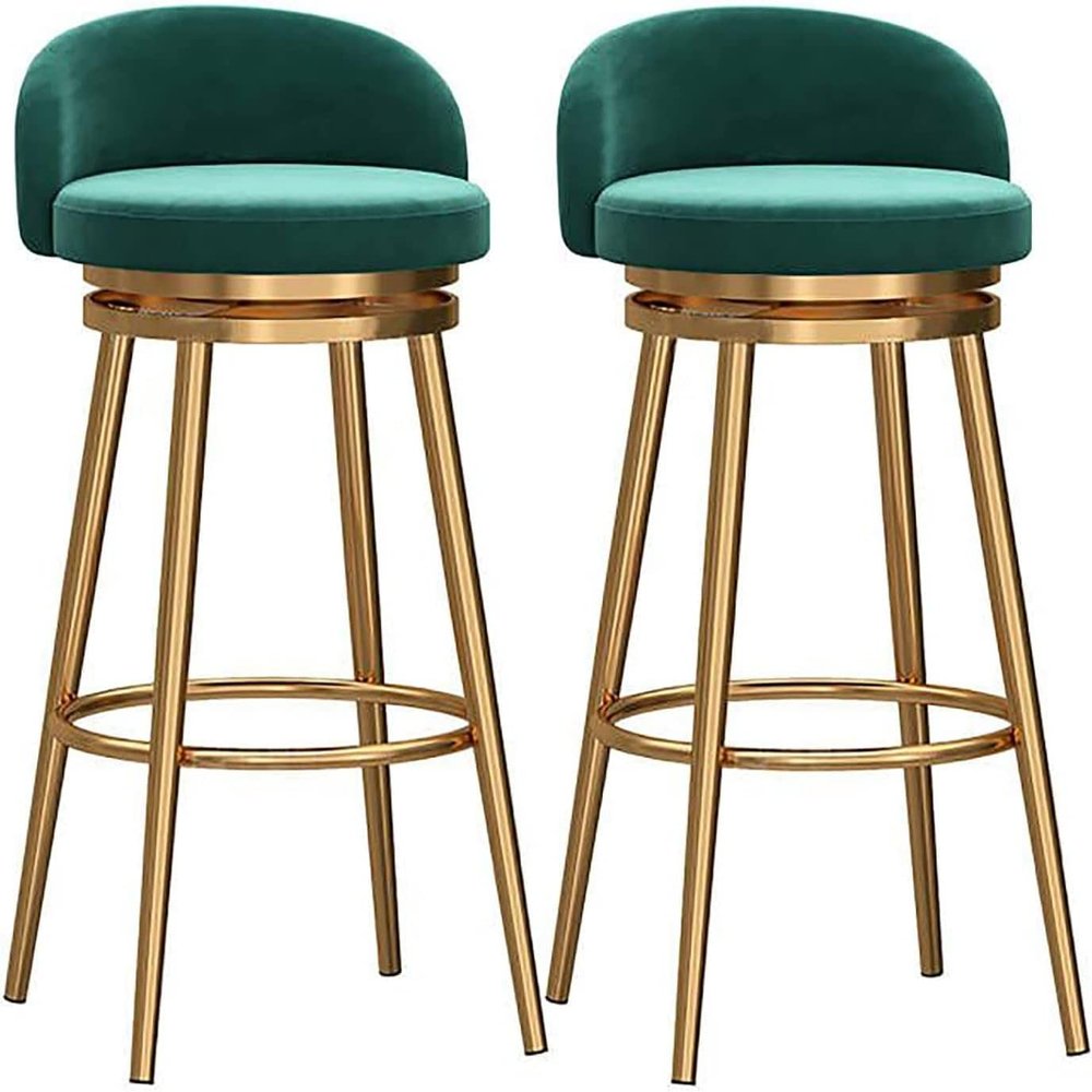360° Swivel Bar Stools, Set of 2, with Backrests and Footrests