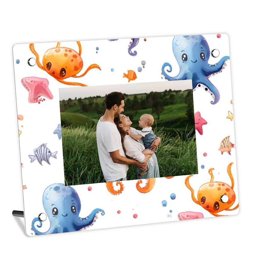 Acrylic Picture Frame, Animal Octopus, 10 x 15 cm, Tabletop Decor