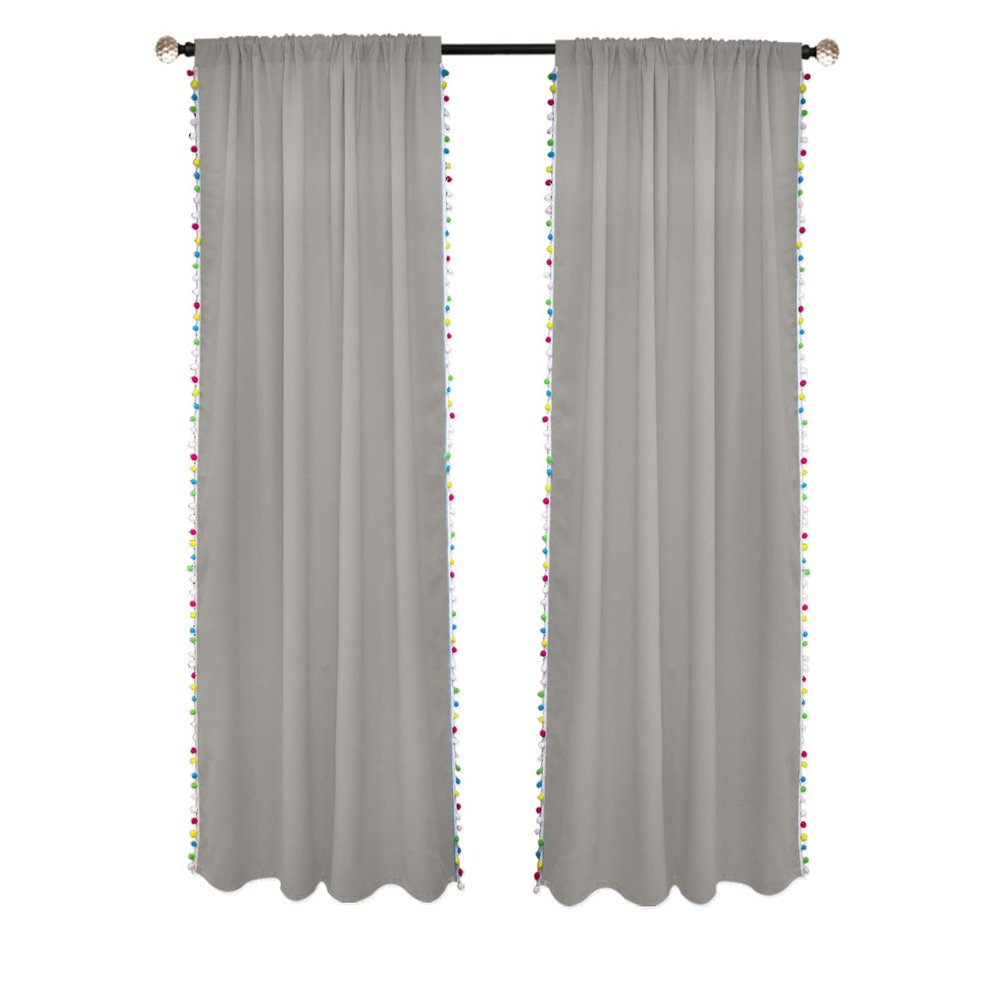 High-Quality Gray Blackout Curtains, 86.4 x 114.3 cm, with Tiebacks