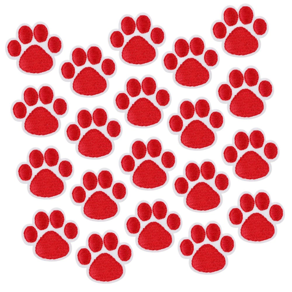HOODANCOS 60-Piece Dog Paw Iron-On Patches, Self-Adhesive Embroidered Appliqués for Clothing, Bags and DIY Projects