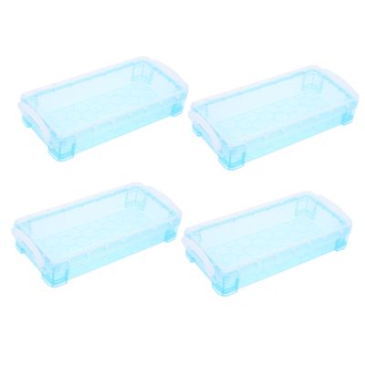 Sewroro Plastic Pencil Cases for Students and Children, 4 Pcs, Blue