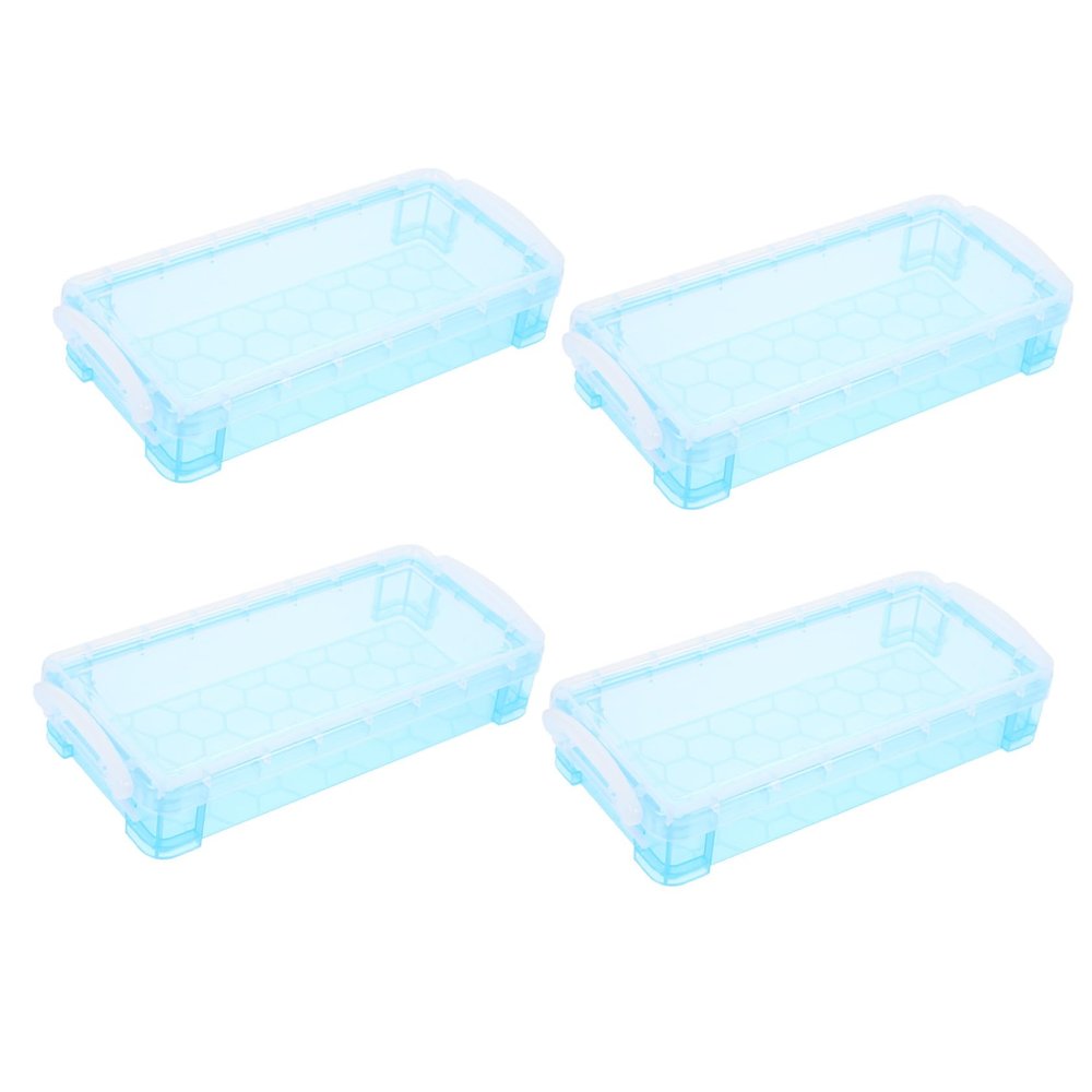 Sewroro Plastic Pencil Cases for Students and Children, 4 Pcs, Blue