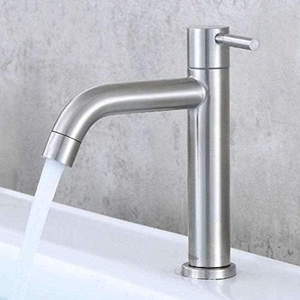 Stainless Steel Single-Handle Cold Water Faucet for Kitchen and Bathroom Sinks