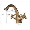 Double-Handle Bathroom Sink Faucet, Deck-Mount, Brass, Hot and Cold Water, Antique Brass view 2
