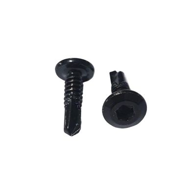 MXYDDP Automotive Screws and Bolts, Black 410 Stainless Steel Hex Socket Self-Drilling Screws, M5.5 x 35