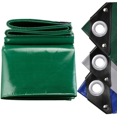 LDQBF Opaque, Tear-Resistant Tarpaulin, 1 x 16.5 m, 520 g/m² PVC-Coated Fabric, with Eyelets and Reinforced Corners, Green